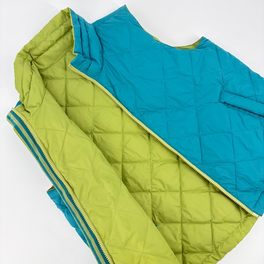 Coldwater Creek Reversible Quilted Vest Teal Lime Green Outdoor Layering Medium